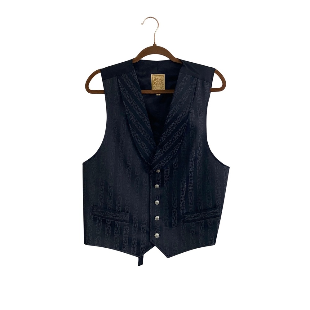 Wah Maker Frontier Men L Western Vest Shawl Collar Concho Button Geometric Woven